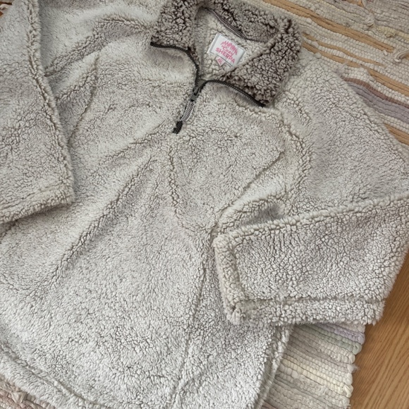 EUC Cozy Sherpa Cream Quarter Zip Pullover Top Size XXL - Picture 3 of 5